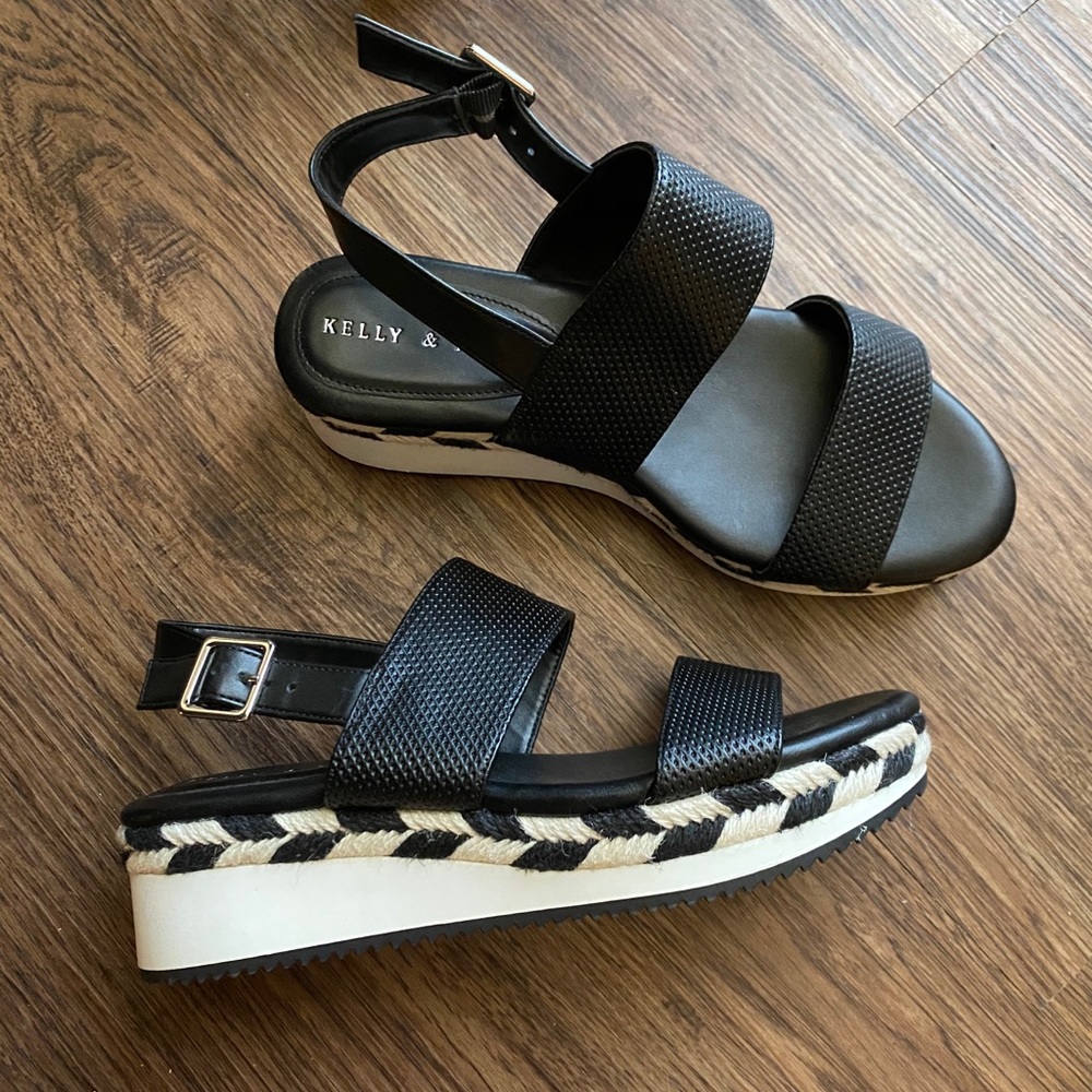 Black & White Wedge Sandals